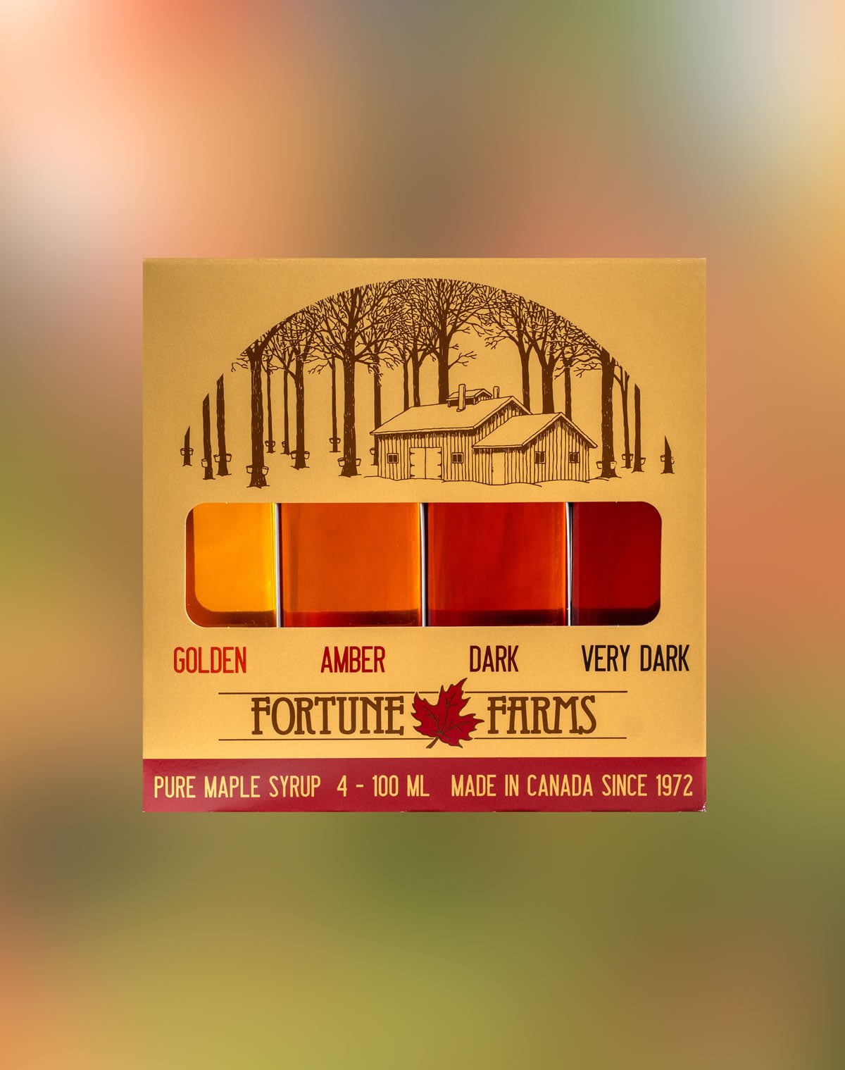 Photo of sample pack of maple syrup