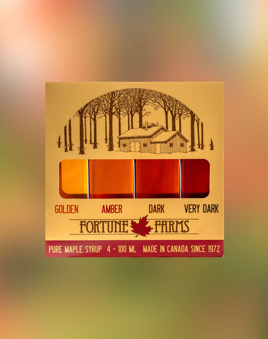 Photo of sample pack of maple syrup